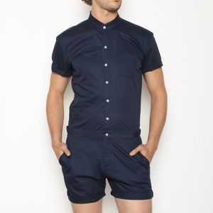 mens blue romper